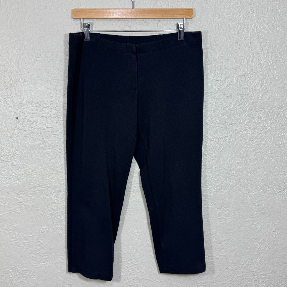 J Jill Stretch Ponte Pants 8 Cropped Elastic Waist Minimal Capsule Career Office
